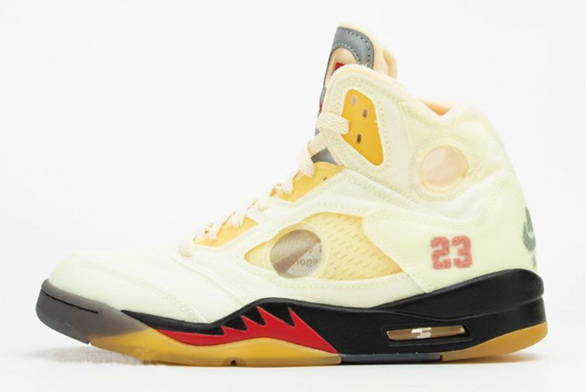 Off-White x Air Jordan 5 'Sail' DH8565-100: Exclusive Collaboration for Sneaker Enthusiasts!