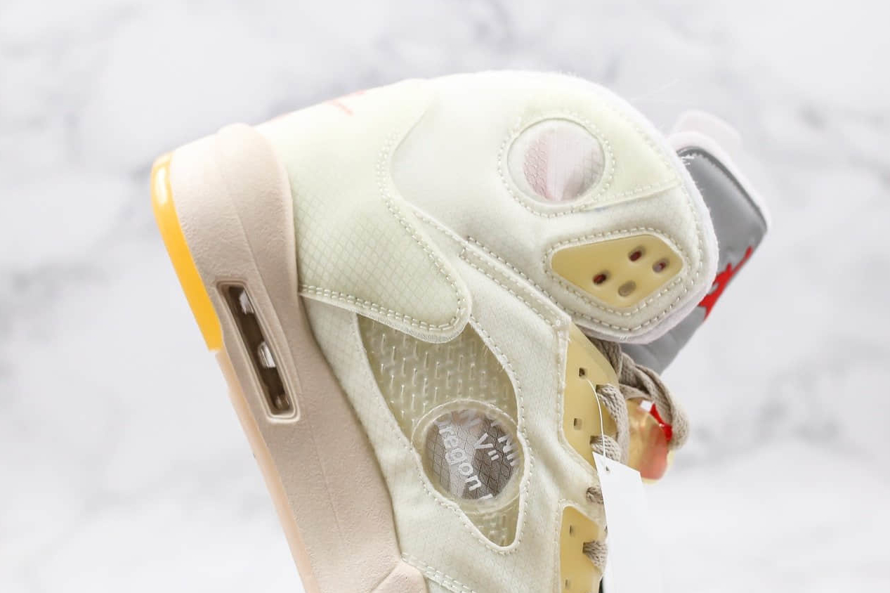 2020 OFF WHITE x Air Jordan 5 White Fire Red | CT8480-100 - Limited Edition Collaboration Sneakers