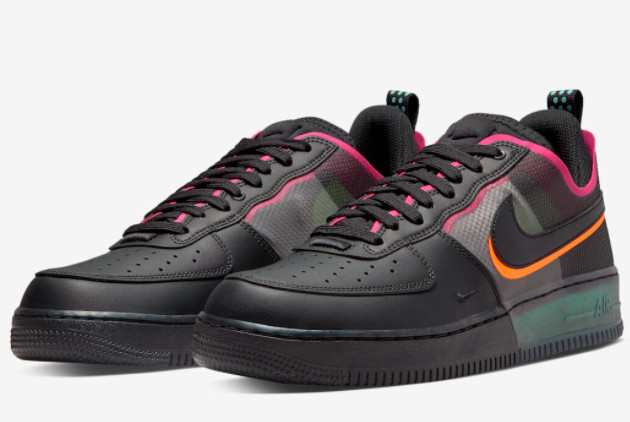 Nike Air Force 1 React 'Black Neon' Black/Team Orange-Pink - DH7615-001