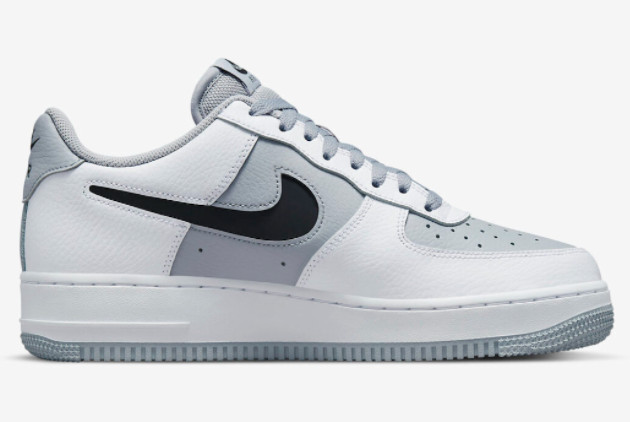 Nike Air Force 1 Low Grey White Cut-Out Swoosh DV3501-100 - Stylish and Comfortable Sneakers