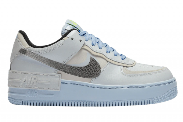 Nike Air Force 1 Shadow Pure Platinum Snakeskin Blue CV3027-001 - Stylish and Unique Women's Sneakers