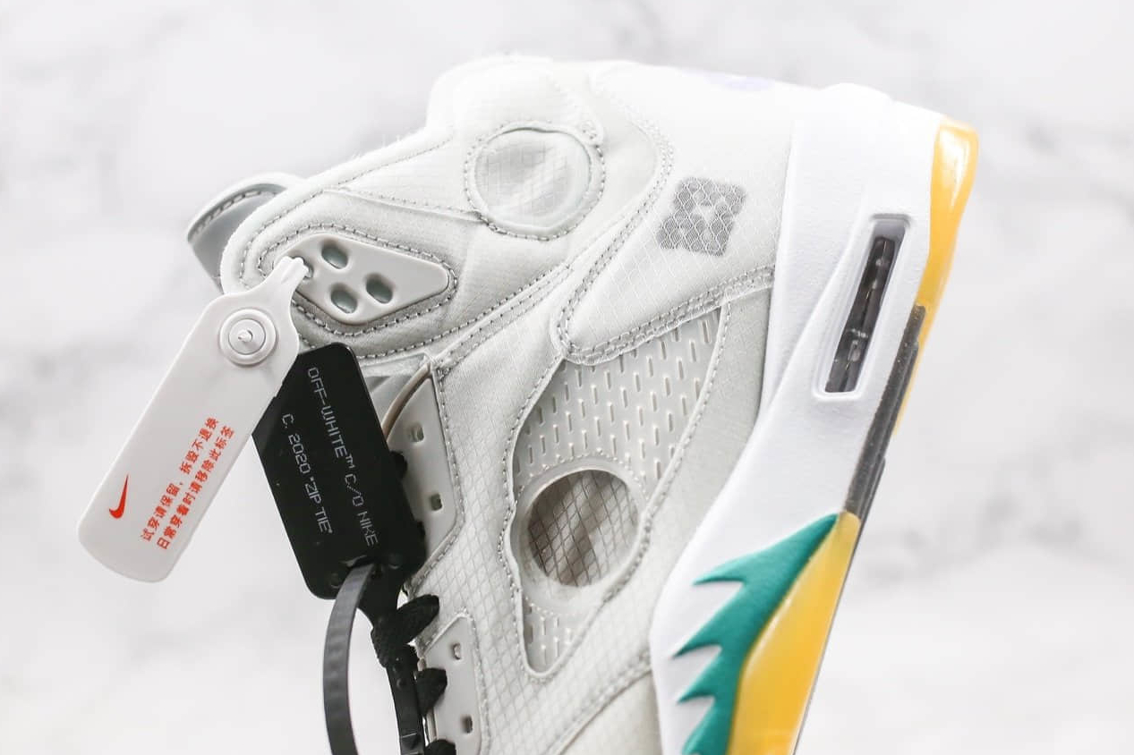 2020 OFF WHITE x Air Jordan 5 Grey Green White CT8480 105 - Exclusive Sneaker Collaboration