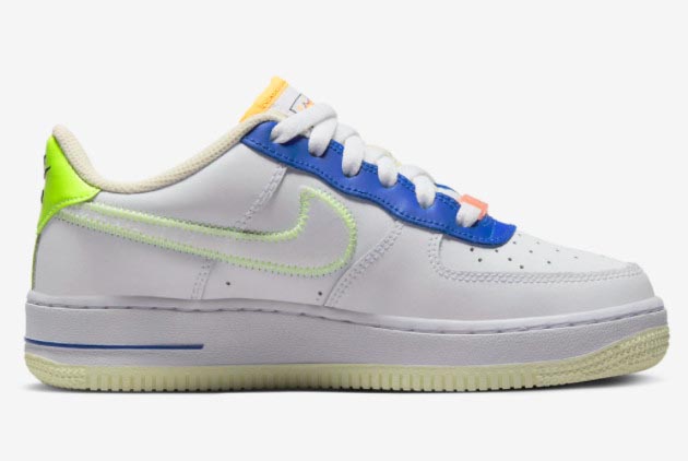 Nike Air Force 1 Low GS 'Player One' White/Laser Orange-Ghost Green-Spring Grey Heather FB1393-111 - Shop Now!