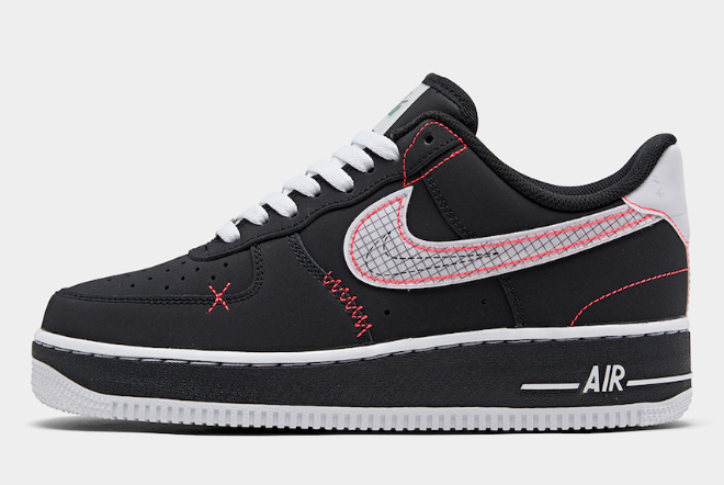 Nike Air Force 1 Low Black/White Bright Crimson Green Strike CU6646-001 - Classic Style meets Vibrant Accents for a Bold Sneaker