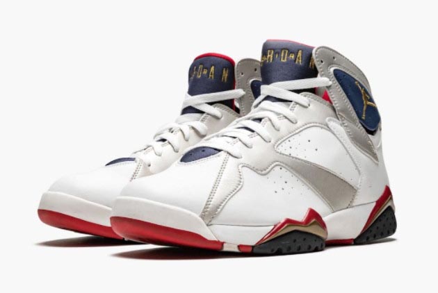 Air Jordan 7 'Olympic' Sneakers - White/Metallic Gold-Obsidian-True Red | Limited Edition